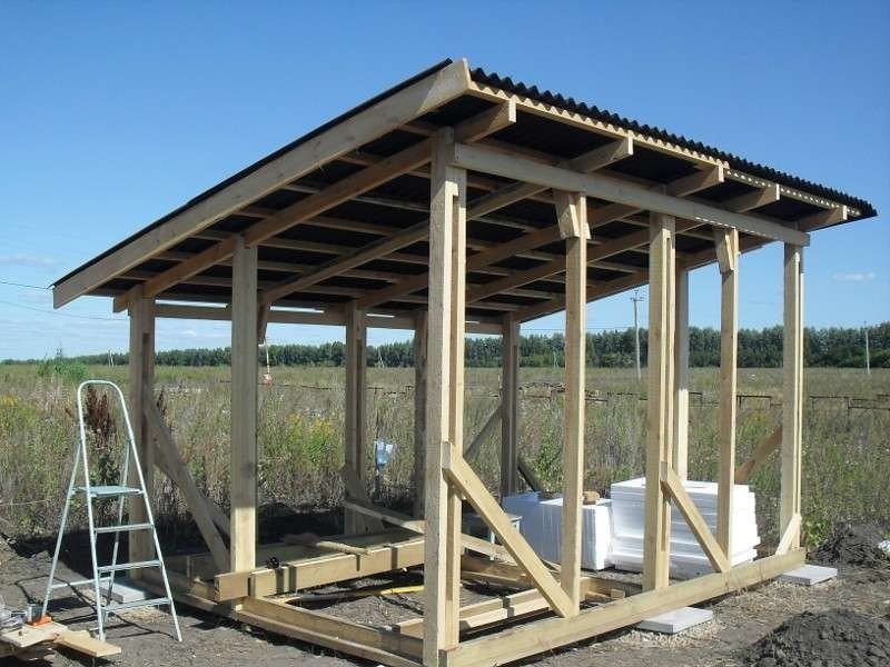 Постройка деревянного сарая с односкатной крышей