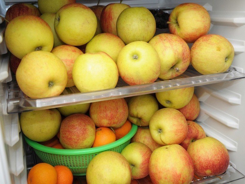 Яблоки в холодильнике