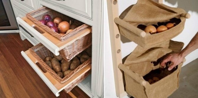 Хранение овощей на кухне в стиле кантри