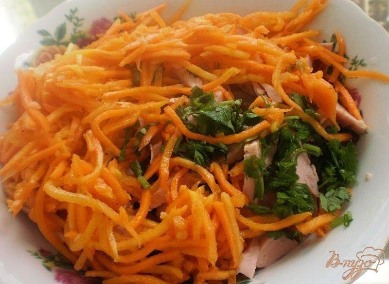 Салат с корейской морковкой и ветчиной
