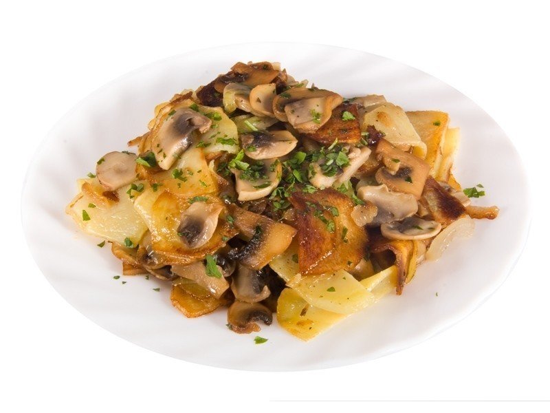 Картофель жареный с грибами шампиньонами